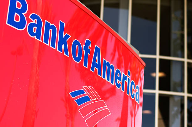 Bank of America La Jolla, USA- September 16, 2011: Bank of America Sign outside the branch at La Jolla Village Square. bank of america stock pictures, royalty-free photos & images