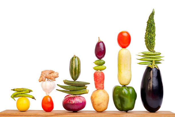 gráfico de barras gráfico feita de variados produtos hortícolas - food chart healthy imagens e fotografias de stock