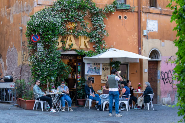 Bar in Trastevere, in the historic center of the city. stock photo