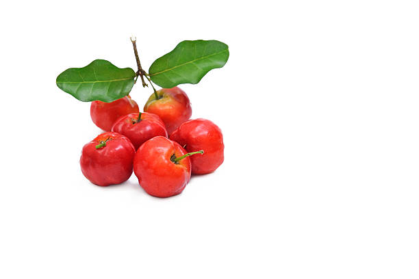 Barbados cherry fruit isolated on white background. stock photo