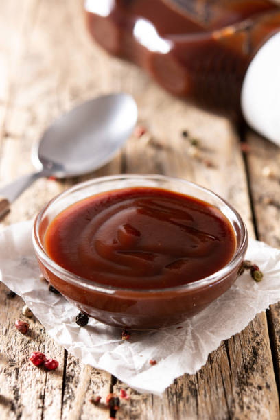 Barbecue sauce in a bowl stock photo