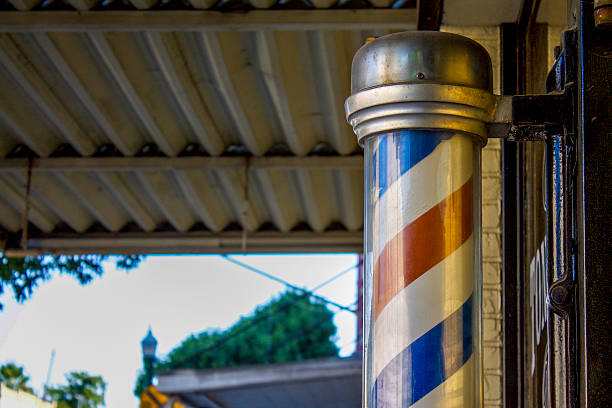 Barber Shop Pole Close Up stock photo