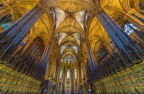 Barcelona Cathedral Interior, Catalonia, Spain stock photo