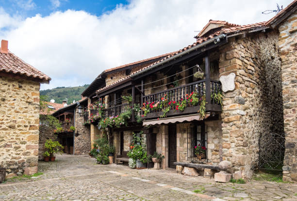 Barcena Mayor, Cabuerniga valley in Cantabria, Spain. stock photo