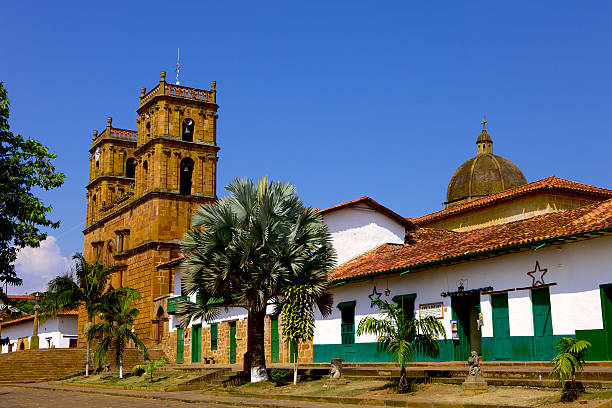 Barichara, Colombia: north side of 300 year old town square stock photo