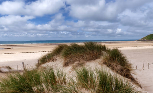 Barneville- Carteret beach in the Cotentin coast Sand dunes of Barneville- Carteret city in the Normandy coast barneville carteret stock pictures, royalty-free photos & images