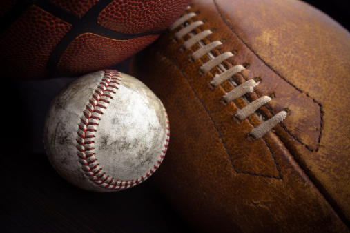 Baseball Basketball And American Football Stock Photo - Download Image