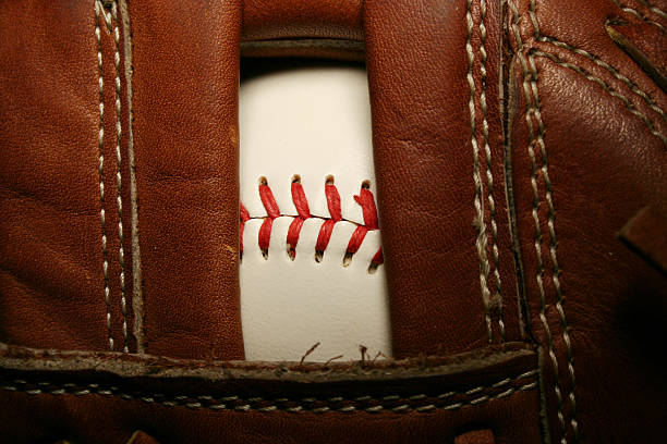Baseball in a glove stock photo