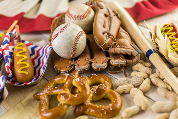 Baseball party food stock photo