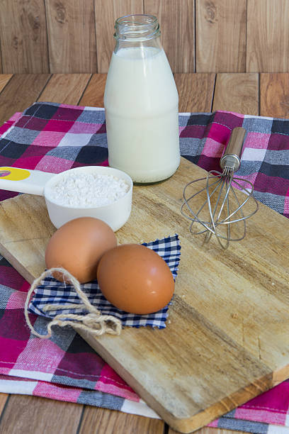 Egg, milk, flour are basic raw materials for baking and dessert...