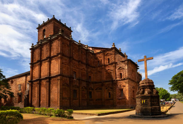 Basilica de Bom Jesus, Old Goa, India Goa, India, December 2015: Basilica of Bom Jesus (Portuguese: Basílica do Bom Jesus), a Roman Catholic basilica located in Goa. It is part of the Churches and convents of Goa UNESCO World Heritage Site. The basilica is located in Old Goa, former capital of Portuguese India, and holds the mortal remains of St. Francis Xavier. basilica stock pictures, royalty-free photos & images
