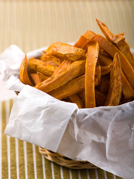Basket of Sweet Potato Fries stock photo