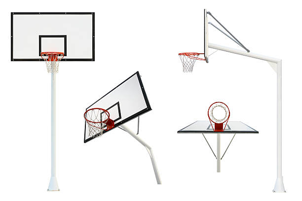 Basketball goal isolated from different views Flaming and clean basketball goal isolated on white background from different views points basket photos stock pictures, royalty-free photos & images