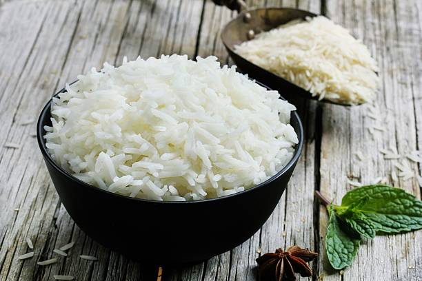 Basmati rice cooke / Basmati rice bowl, selective focus stock photo