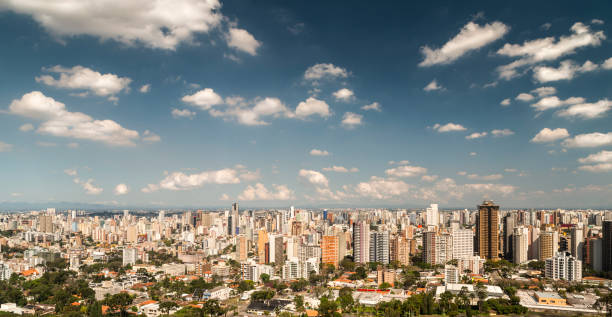 Batel Água Verde downtown districts Curitiba capital panoramic stock photo