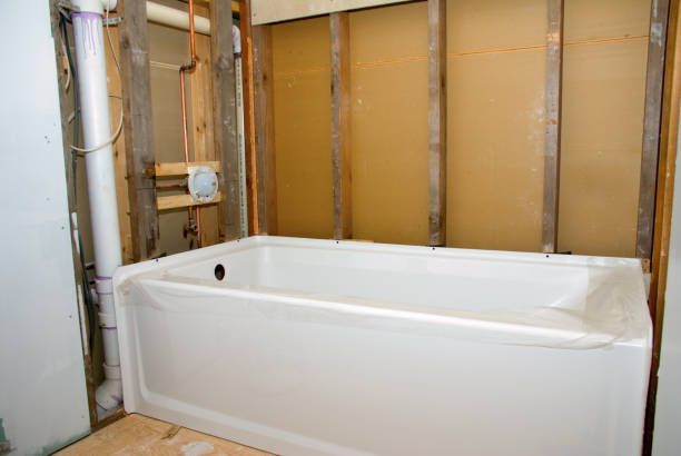 Bathroom Remodel Tub and Bare Walls stock photo