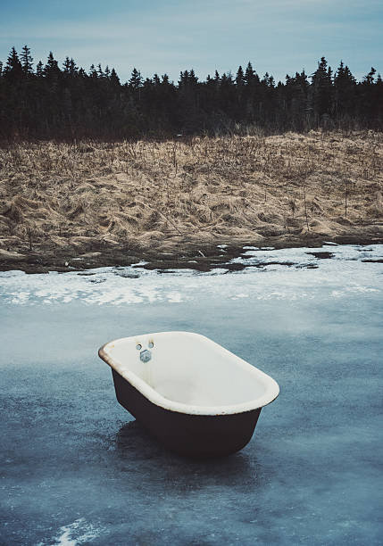 bathtub on the pond - ice bath bildbanksfoton och bilder
