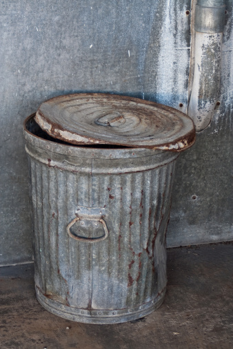 Battered Old Trash Can Stock Photo &amp; More Pictures of Bent ...