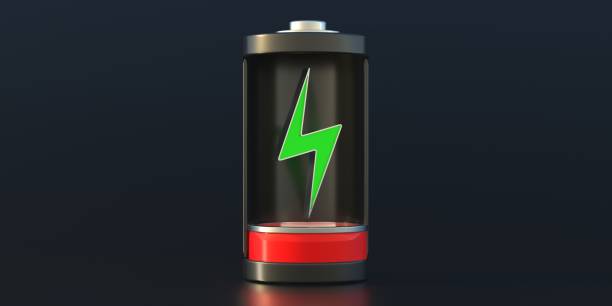 Battery empty loading. Power energy supply source concept, smartphone app symbol. 3d illustration stock photo