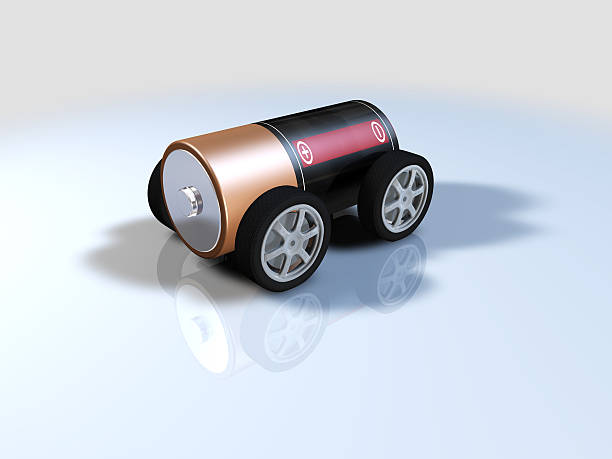 battery powered car, alternative energy electric car stock photo