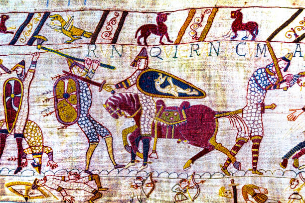 Battle Hastings Bayeux Tapestry Normandy France stock photo