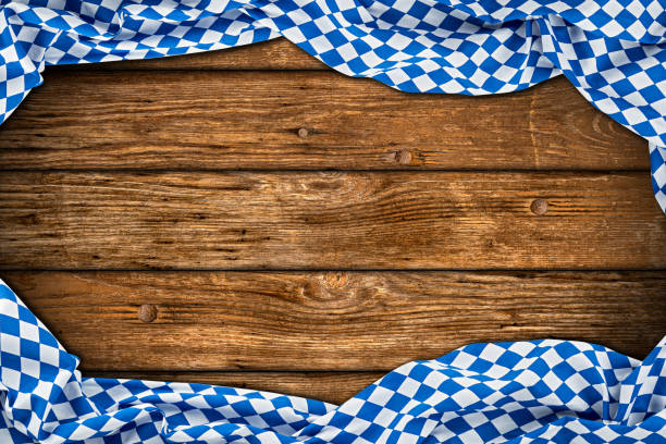 bavaria wooden rustic wood background bavaria wooden rustic wood background with white blue bavarian flag empty copy space oktoberfest stock pictures, royalty-free photos & images