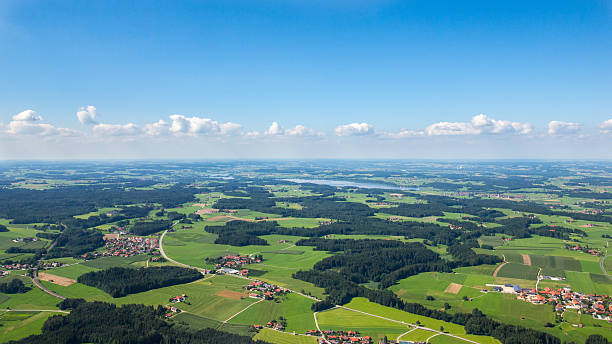 Bavarian countryside - aerial view stock photo