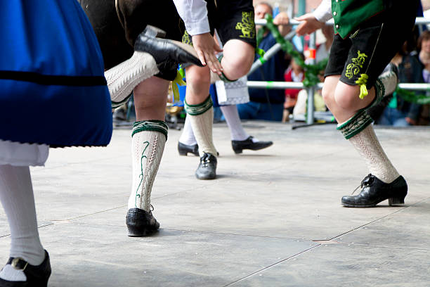 bavarian folk dance at oktoberfest in munich stock photo