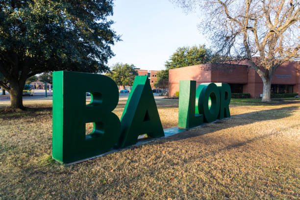 Baylor sign on Baylor University Campus Waco, TX / USA - January 12, 2020: Baylor University Sign baylor basketball stock pictures, royalty-free photos & images