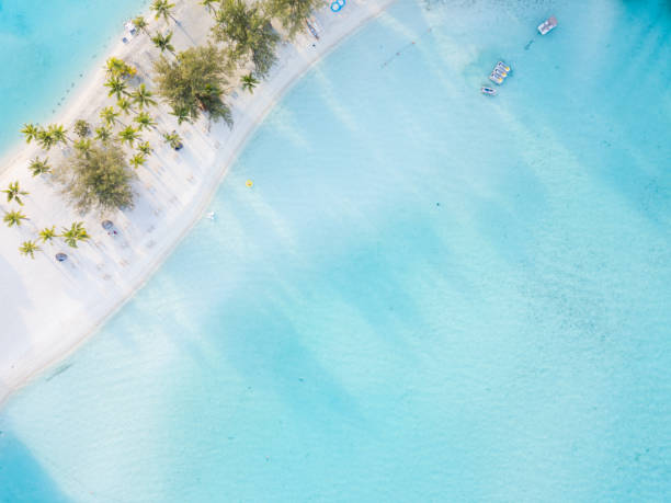 Beach Aerial View, French Polynesia stock photo