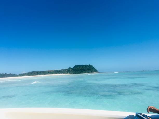Beach and turquoise blue sea of ​​Nosy Iranja Madagascar stock photo