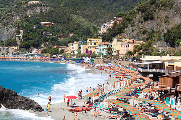 Beach At Cinque Terre Village Monterosso And Mediterranean Sea Italy Stock Photo
