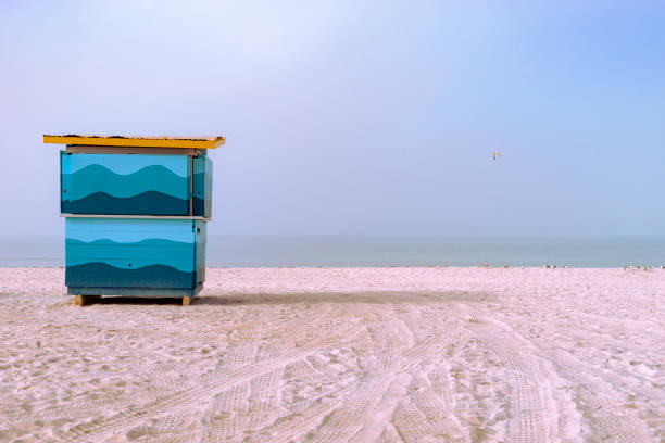 Beach morning on the Gulf of Mexico next to a cabanna stock photo