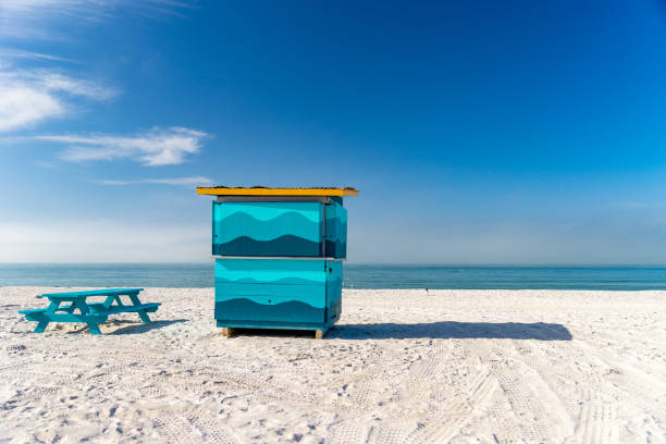 Beach morning on the Gulf of Mexico next to a cabanna stock photo