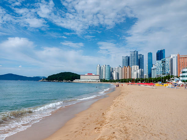 Beach of Haeundae, Busan, Korea stock photo