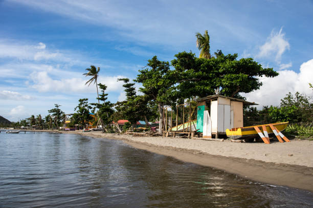 Beach on Portsmouth, Dominica in the Caribbean stock photo