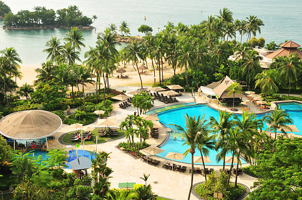 Beach Resort on Sentosa Island, Singapore stock photo
