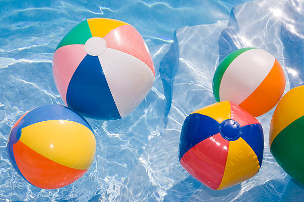 Beachballs in Pool stock photo