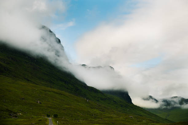 Bealach Na Ba pass in the clouds, Scotland stock photo