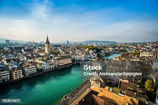 istock Beautiful Aerial View Of Zurich, Switzerland 1153474571