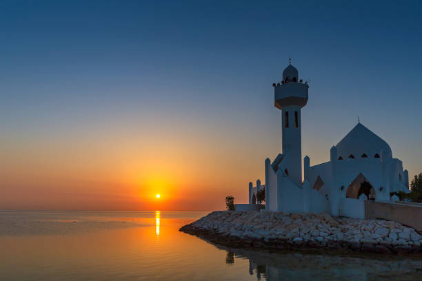 Beautiful Al Khobar Corniche Mosque Saudi Arabia. stock photo