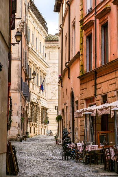 A beautiful and hidden alley near Campo de Fiori square in old town Rome stock photo