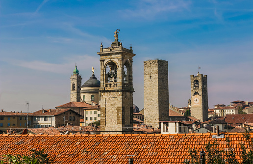 Beautiful architecture of the old city of Bergamo Italy