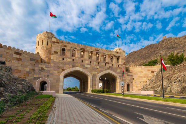 Beautiful Architecture on the way to -Mutrah-Muscat Road , Muscat,Sultanate of Oman. One of the Great Attraction on the way to Mutrah-Muscat Road, oman stock pictures, royalty-free photos & images