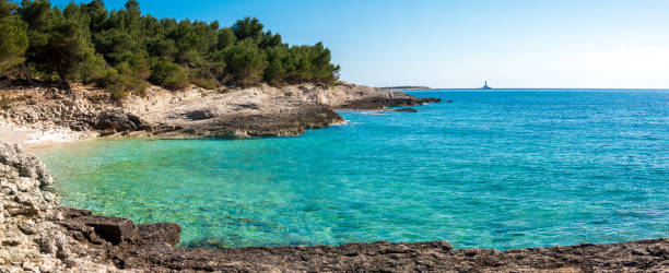 Beautiful beach at premantura peninsula, Croatia, in summer stock photo