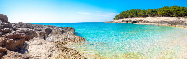 Beautiful beach at premantura peninsula, Croatia, in summer stock photo