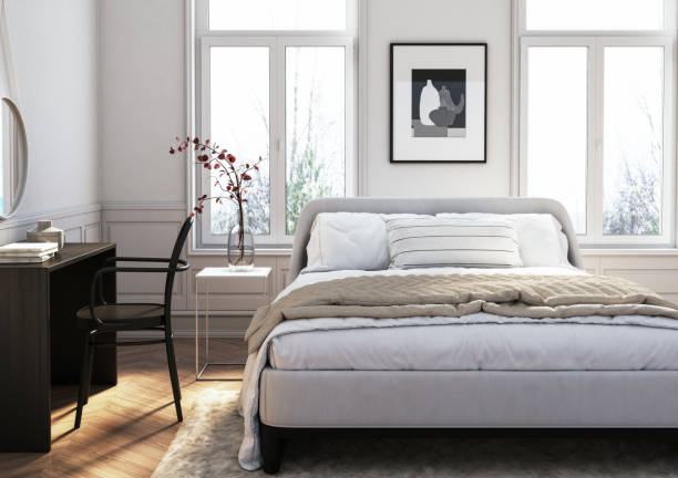 Beautiful bedroom interior - stock photo stock photo