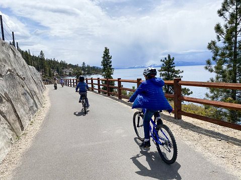 Bike rounding around Lake Tahoe, Nevada