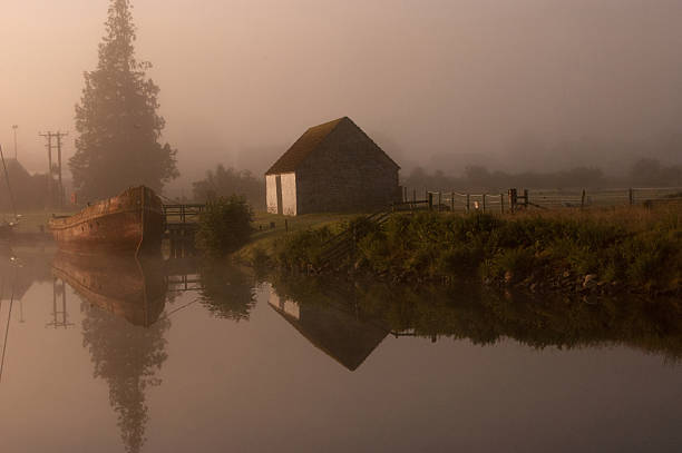 Beautiful calm morning on Caledonian Canal stock photo