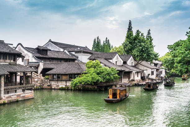 Beautiful Chinese water town Asia, China - East Asia, Jiangsu Province, Shanghai, Suzhou wuzhen stock pictures, royalty-free photos & images